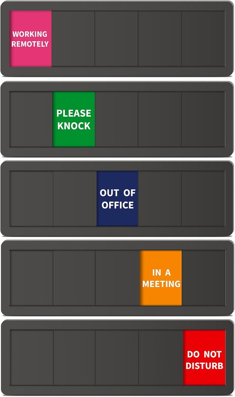 EliteSign Office Door Signs 5 Options Do Not Disturb, Please Knock, In A Meeting, Out Of Office, Working Remotely Privacy Door Slider Sign for Meeting & Conference Room Black - Image 1